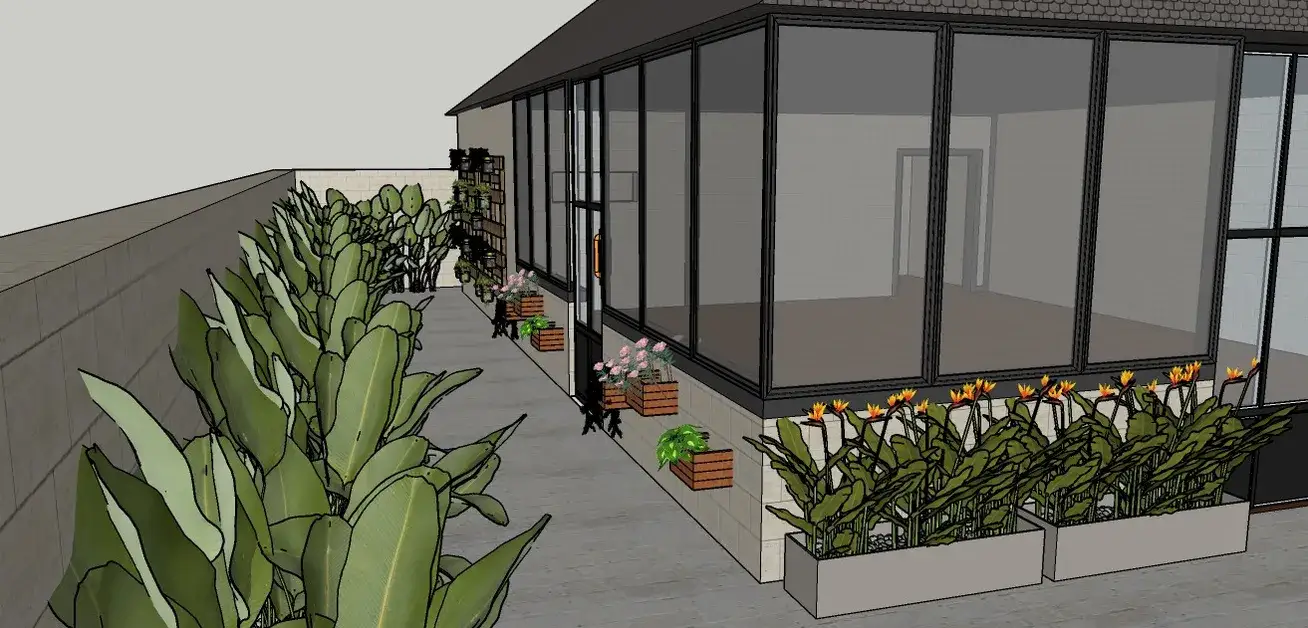 Hero - Gambar utama desain 3D landscape Cafe